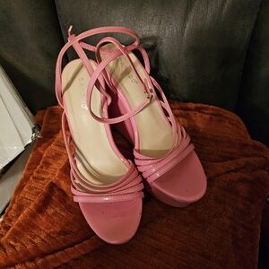BAMBOO Women's Pink Strappy Heels